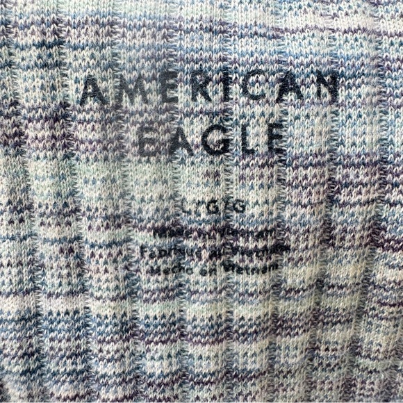 American Eagle AEO Dress Stretch Jersey Knit Ribbed Blue Heathered Comfy Sz L - Picture 6 of 13